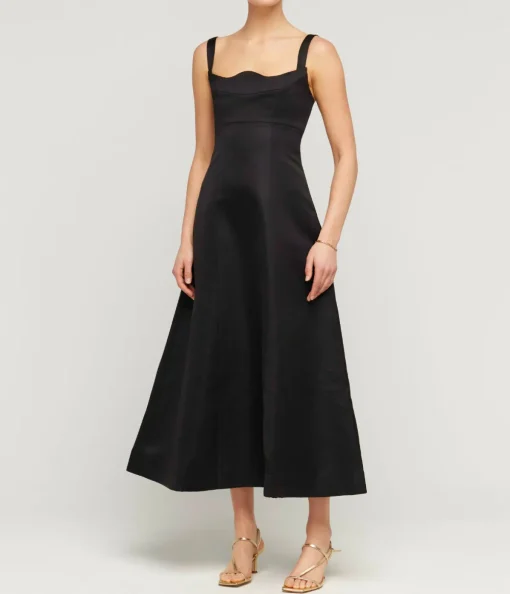 Odette Midi Dress in Ebony