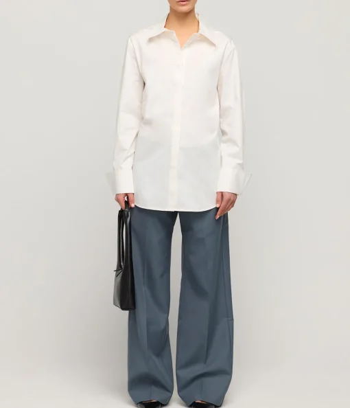 Open Back Cotton Shirt in White