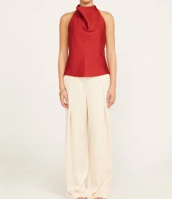 Open Back Halter Top in Barolo