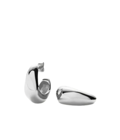 Organic Dome Hoop Earrings in Silver