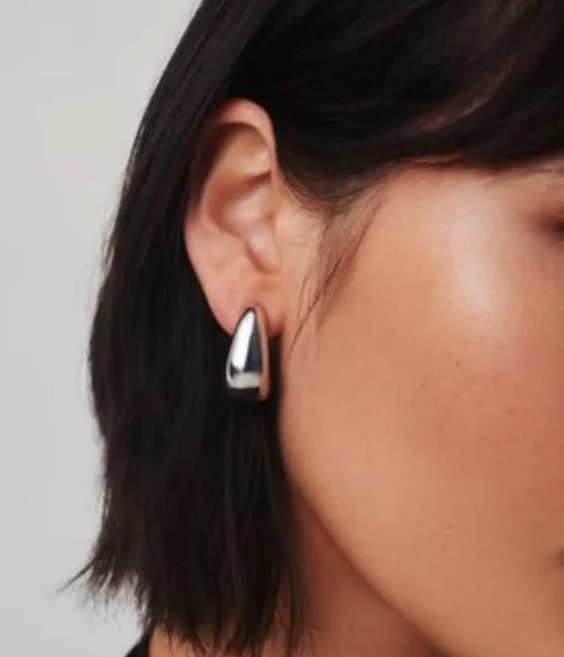 Organic Dome Hoop Earrings in Silver