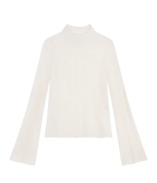 Orion Thin Lace Turtleneck in Ivory