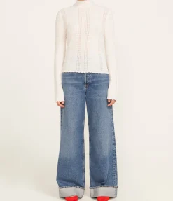 Orion Thin Lace Turtleneck in Ivory