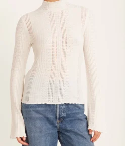 Orion Thin Lace Turtleneck in Ivory