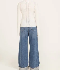 Orion Thin Lace Turtleneck in Ivory