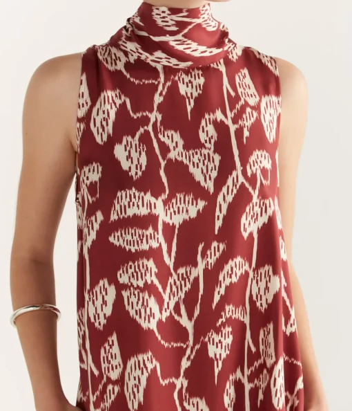 Oslo Silk Dress in Burgundy Vine