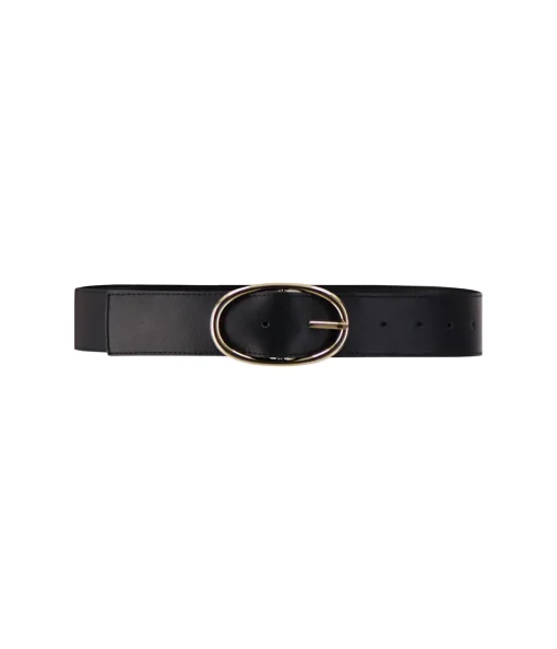Oval Leather Belt in Black