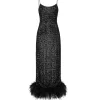 Paillettes Plumage Sequin Slip Dress in Black