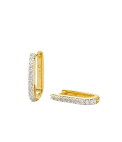 Pave Ovate Huggies Earrings in Gold
