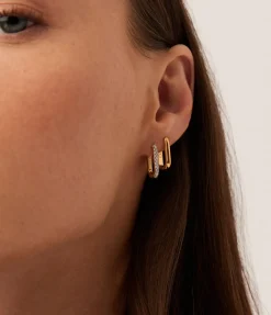 Pave Ovate Huggies Earrings in Gold