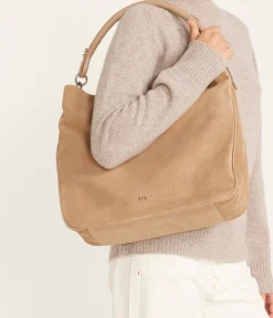 Perry Hobo Suede Bag in Dune