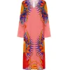 Phoenix Silk Crepe V-neck Midi Dress in Sun Goddess