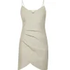 Pia Wrap Linen Mini Dress in Flax