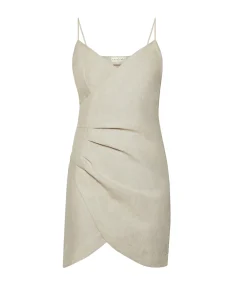 Pia Wrap Linen Mini Dress in Flax