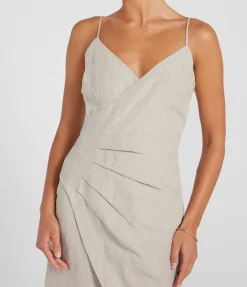 Pia Wrap Linen Mini Dress in Flax