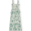 Pleated Georgette Smock Dress in Egret
