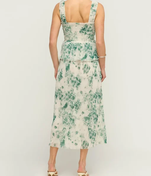 Pleated Georgette Smock Dress in Egret
