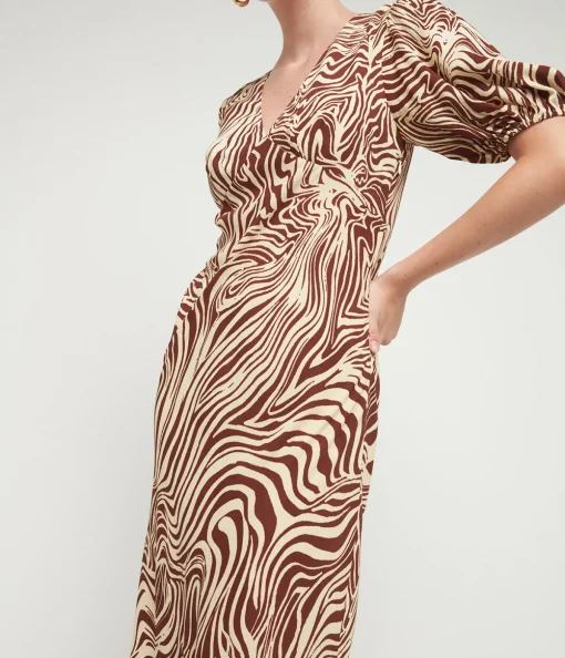 Poppy Dress in Brown Marble Zebra
