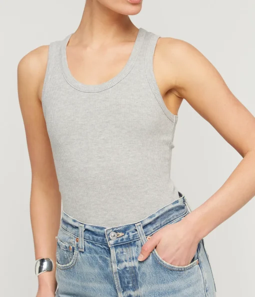 Poppy Scoop Neck Tank in Heather Grey
