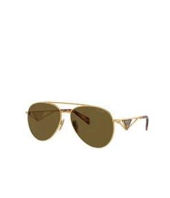 Prada Metal Pilot Sunglasses in Pale Gold