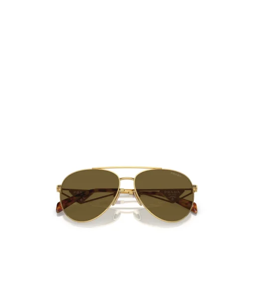 Prada Metal Pilot Sunglasses in Pale Gold