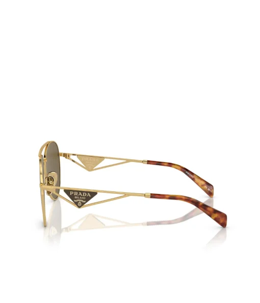Prada Metal Pilot Sunglasses in Pale Gold