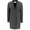 Pressed Wool Cocoon Coat in Grey Marle