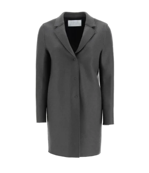 Pressed Wool Cocoon Coat in Grey Marle