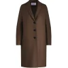 Pressed Wool Overcoat in Teddy Brown