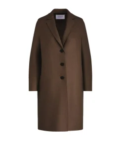 Pressed Wool Overcoat in Teddy Brown