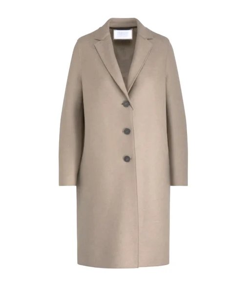 Pressed Wool Overcoat in Almond