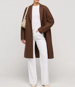 Pressed Wool Overcoat in Teddy Brown