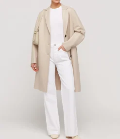Pressed Wool Overcoat in Almond