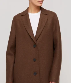 Pressed Wool Overcoat in Teddy Brown