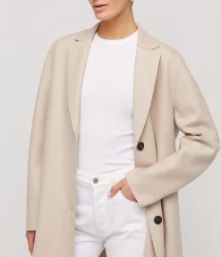 Pressed Wool Overcoat in Almond