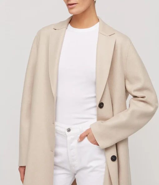 Pressed Wool Overcoat in Almond
