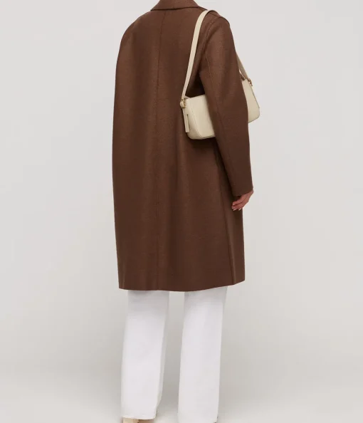 Pressed Wool Overcoat in Teddy Brown