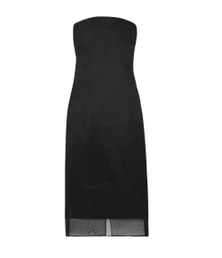 Punta Strapless Midi Dress in Black