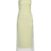 Punta Strapless Midi Dress in Pale Olive