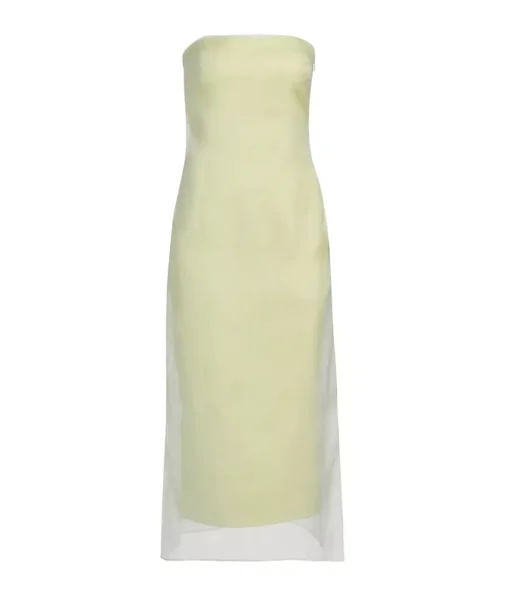 Punta Strapless Midi Dress in Pale Olive