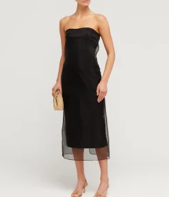 Punta Strapless Midi Dress in Black