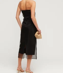 Punta Strapless Midi Dress in Black