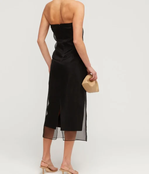 Punta Strapless Midi Dress in Black