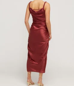 Rachel Cowl Neck Slip Dress in Burgundy