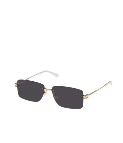 Rectangular Metal Frame Sunglasses in Gold