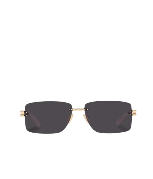 Rectangular Metal Frame Sunglasses in Gold