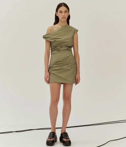 Remmy One Shoulder Mini Dress in Clay