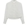 Renata Cropped Button Down Shirt in White