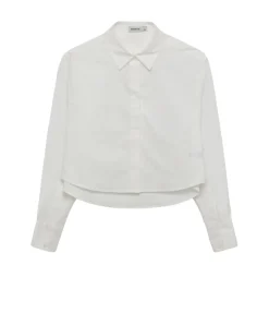 Renata Cropped Button Down Shirt in White