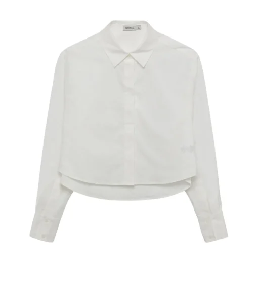 Renata Cropped Button Down Shirt in White